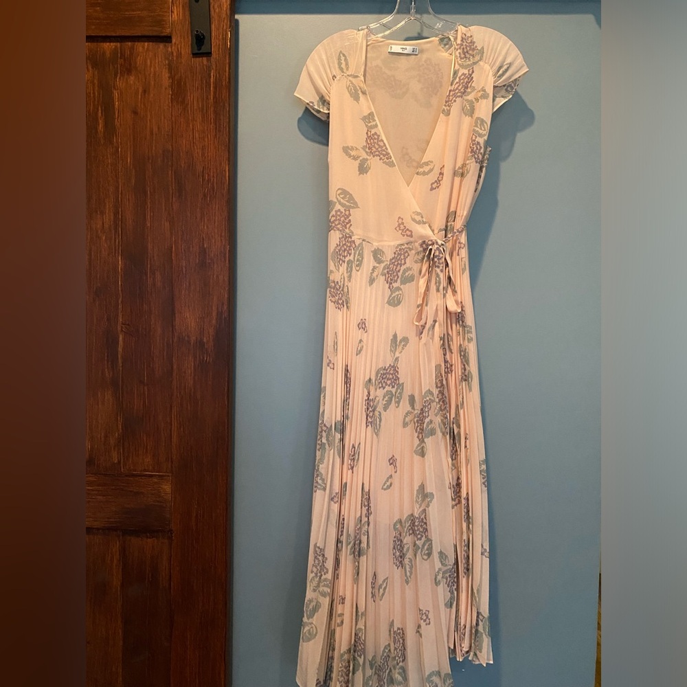 Mango pleated midi wrap dress